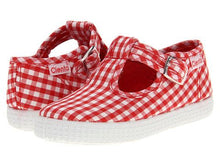 Load image into Gallery viewer, Cienta T-Strap Red Gingham
