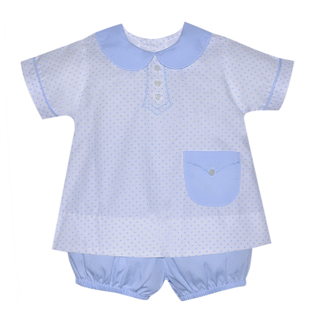 Bailey White and Blue Dots Short Set