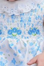 Load image into Gallery viewer, Baby Blue Floral Smocked Bubble
