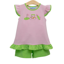 Load image into Gallery viewer, Golf Trio Applique Ruffle Shorts Set
