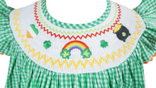 Load image into Gallery viewer, St Patricks Paddy Green Smocked Dress
