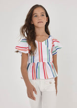 Load image into Gallery viewer, Sullivan&#39;s Island Striped Short Sleeve Blouse Girl
