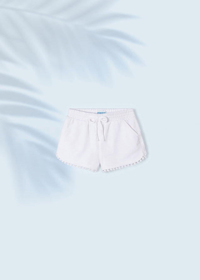 Chenille Sustainable Cotton Shorts Girl- White